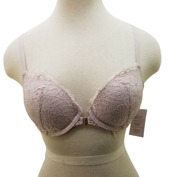 Womens Pink Bra Plunge Coverage Push-Up Racerback Auden Size 32B - Picture 1 of 7